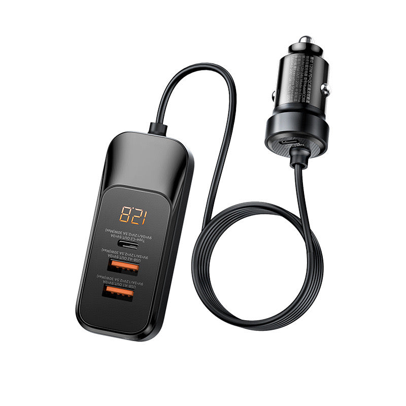 REMAX睿量 雅仕120W PD+QC后座无忧数显快充车载充电器 RCC355